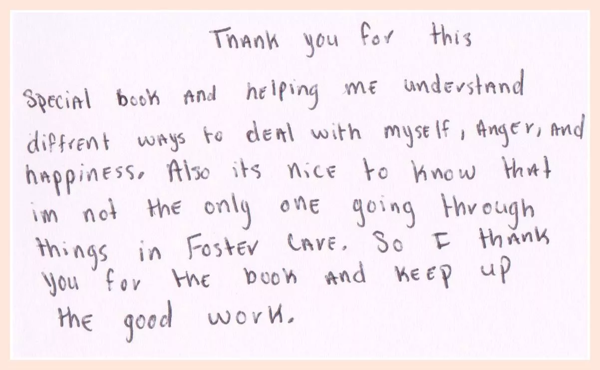 Thank you card from a foster child